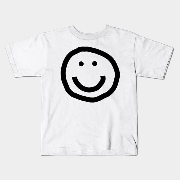 Round Face Black Line Kids T-Shirt by ellenhenryart